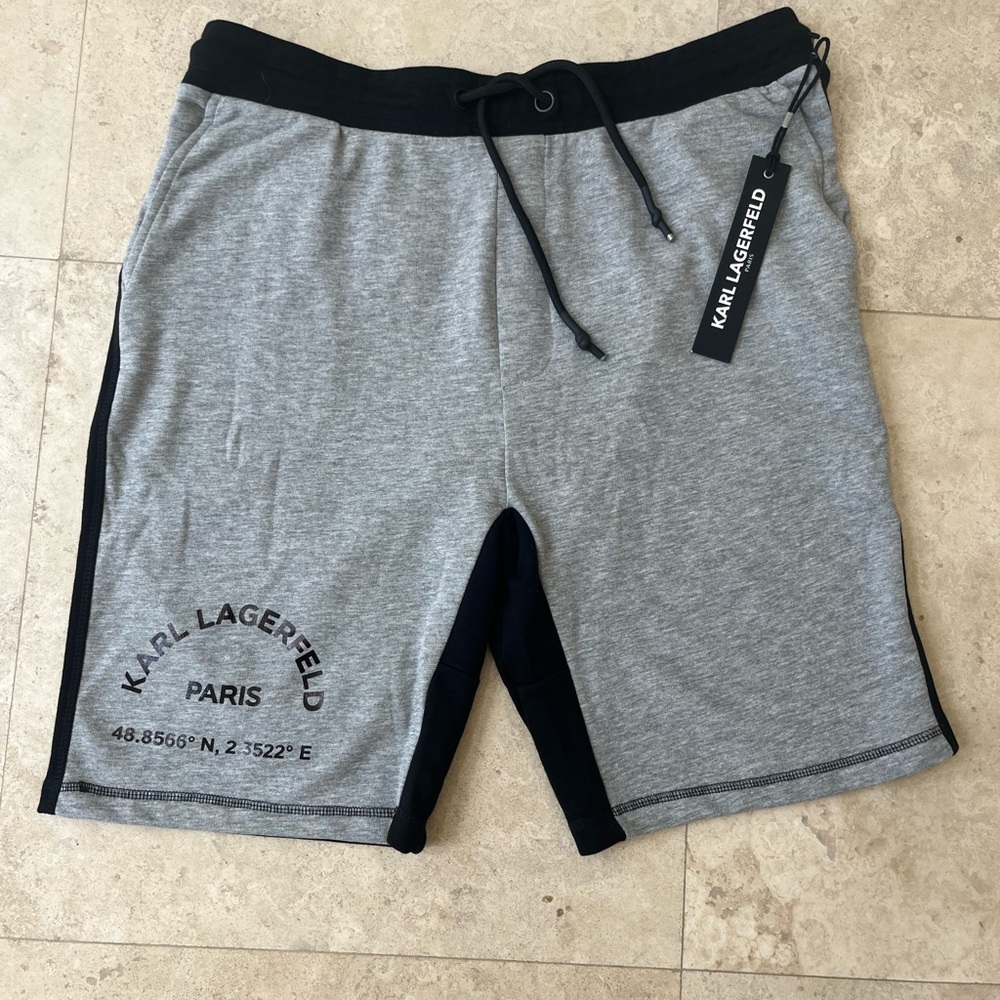 Karl Lagerfield Paris large black and gray shorts NWT
